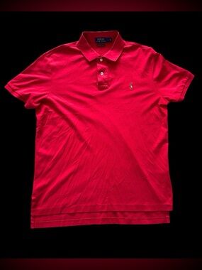 Polo Ralph Lauren Men’s Large Red Pima Soft Touch Polo Shirt Pony Logo EUC